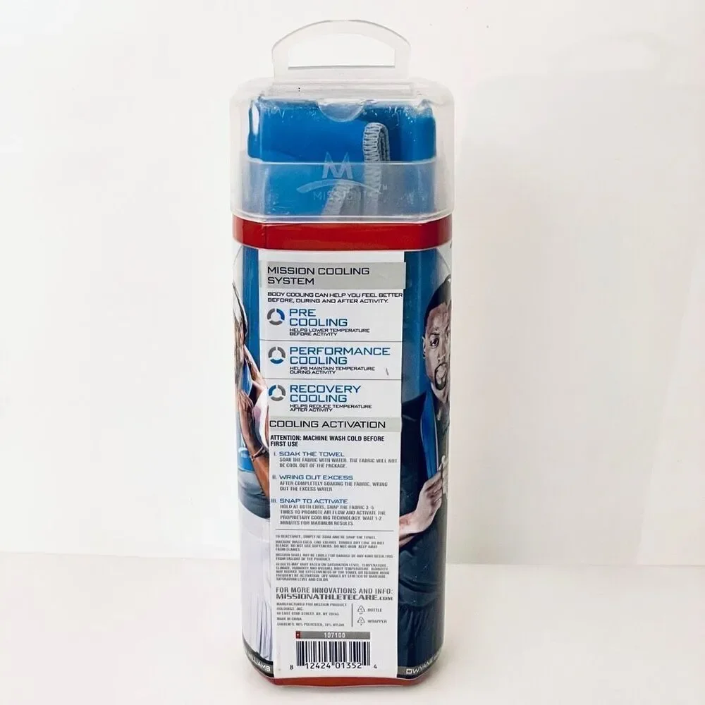 NWT Mission Athletecare Enduracool Cooling Techknit Microfiber Towel 33”x12”